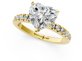 Yellow gold Heart Diamond Pavé Band Solitaire with Four-Prong Setting_183