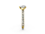 Yellow gold Heart Diamond Pavé Band Solitaire with Four-Prong Setting_184