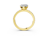 Yellow gold Heart Diamond Pavé Band Solitaire with Four-Prong Setting_185