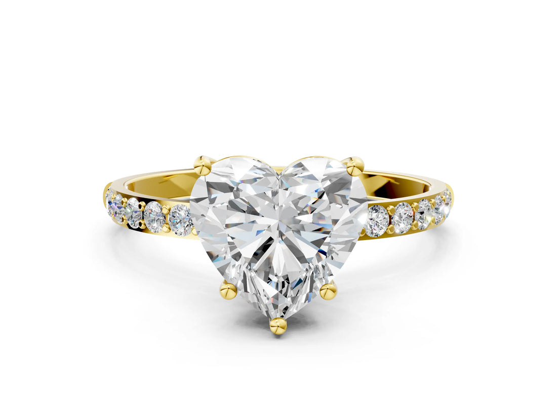 Yellow gold Heart Diamond Pavé Band with Six-Prong Setting_55