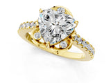 Yellow gold Heart Diamond Pave Band with Floral Prong Setting_28