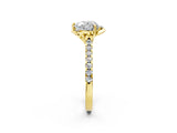 Yellow gold Heart Diamond Pave Band with Floral Prong Setting_29
