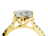Yellow gold Heart Diamond Pave Band with Floral Prong Setting_31