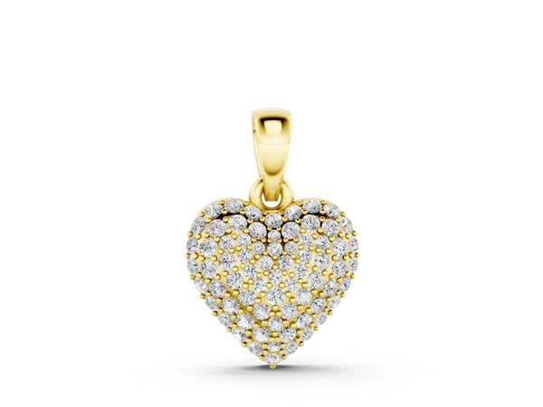 Yellow gold Heart Diamond Pendant with Pavé Setting