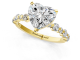 Yellow gold Heart Diamond Prong Set Engagement Ring with Pave Band_173
