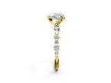 Yellow gold Heart Diamond Prong Set Engagement Ring with Pave Band_174
