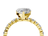 Yellow gold Heart Diamond Prong Set Engagement Ring with Pave Band_176