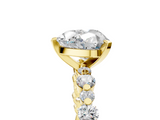 Yellow gold Heart Diamond Prong Set Engagement Ring with Pave Band_177