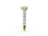 Yellow gold Heart Diamond Prong Setting with Side Stones on a Pave Band_127