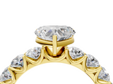 Yellow gold Heart Diamond Prong Setting with Side Stones on a Pave Band_129