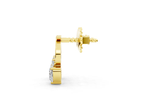Yellow gold Heart Diamond Ribbon Drop Earrings with Diamond Accent_1