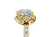 Yellow gold Heart Diamond Solitaire Ring with Shared Prong Pavé Band_59
