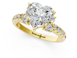 Yellow gold Heart Diamond Three-Stone Pave Band with Four-Prong Setting_33