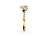Yellow gold Heart Diamond Three-Stone Pave Band with Four-Prong Setting_34