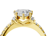 Yellow gold Heart Diamond Three-Stone Pave Band with Four-Prong Setting_36