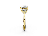 Yellow gold Heart Diamond Three-Stone Ring with Trapezoid Side Stones and Prong Setting_25