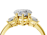 Yellow gold Heart Diamond Three-Stone Ring with Trapezoid Side Stones and Prong Setting_27