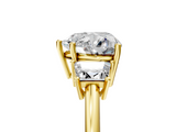 Yellow gold Heart Diamond Three-Stone Ring with Trapezoid Side Stones and Prong Setting_28