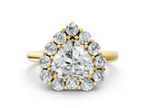 Yellow gold Heart Halo Cluster Diamond Engagement Ring with Prong Setting and Polished Band_39