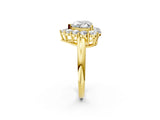 Yellow gold Heart Halo Cluster Diamond Engagement Ring with Prong Setting and Polished Band_41