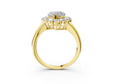 Yellow gold Heart Halo Cluster Diamond Engagement Ring with Prong Setting and Polished Band_42