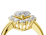 Yellow gold Heart Halo Cluster Diamond Engagement Ring with Prong Setting and Polished Band_43