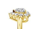 Yellow gold Heart Halo Cluster Diamond Engagement Ring with Prong Setting and Polished Band_44