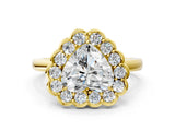 Yellow gold Heart Halo Cluster Diamond Engagement Ring with Solitaire Band and Prong Setting_49