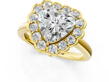 Yellow gold Heart Halo Cluster Diamond Engagement Ring with Solitaire Band and Prong Setting_50