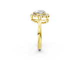 Yellow gold Heart Halo Cluster Diamond Engagement Ring with Solitaire Band and Prong Setting_51