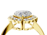 Yellow gold Heart Halo Cluster Diamond Engagement Ring with Solitaire Band and Prong Setting_53