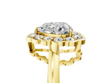 Yellow gold Heart Halo Cluster Diamond Engagement Ring with Solitaire Band and Prong Setting_54
