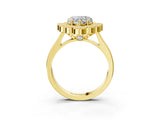 Yellow gold Heart Halo Diamond Cluster Engagement Ring with Milgrain Bezel Setting and Solitaire Band_24