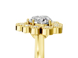 Yellow gold Heart Halo Diamond Cluster Engagement Ring with Milgrain Bezel Setting and Solitaire Band_26
