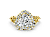 Yellow gold Heart Halo Diamond Engagement Ring with Filigree Band and Four-Prong Setting_81