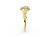 Yellow gold Heart Halo Diamond Engagement Ring with Filigree Band and Four-Prong Setting_83