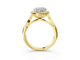 Yellow gold Heart Halo Diamond Engagement Ring with Filigree Band and Four-Prong Setting_84