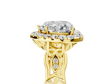 Yellow gold Heart Halo Diamond Engagement Ring with Filigree Band and Four-Prong Setting_86