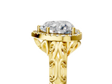 Yellow gold Heart Halo Diamond Engagement Ring with Intricate Filigree Band and Four-Prong Setting_41