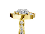 Yellow gold Heart Halo Diamond Engagement Ring with Milgrain Band and Four-Prong Setting_41