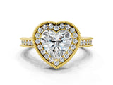 Yellow gold Heart Halo Diamond Engagement Ring with Milgrain Pave Band and Four-Prong Setting_63
