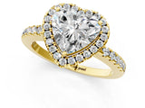 Yellow gold Heart Halo Diamond Engagement Ring with Pavé Band and Four-Prong Setting_82