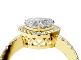 Yellow gold Heart Halo Diamond Engagement Ring with Pavé Band and Four-Prong Setting_85