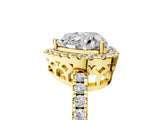 Yellow gold Heart Halo Diamond Engagement Ring with Pavé Band and Four-Prong Setting_86