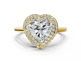 Yellow gold Heart Halo Diamond Engagement Ring with Solitaire Band and Four-Prong Setting_16