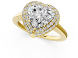 Yellow gold Heart Halo Diamond Engagement Ring with Solitaire Band and Four-Prong Setting_17