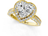 Yellow gold Heart Halo Diamond Engagement Ring with Split Shank Band and Four-Prong Setting_7