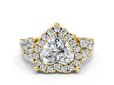 Yellow gold Heart Halo Diamond Engagement Ring with Split Shank and Four-Prong Setting_43