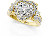 Yellow gold Heart Halo Diamond Engagement Ring with Split Shank and Four-Prong Setting_44