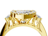 Yellow gold Heart Halo Diamond Engagement Ring with Split Shank and Four-Prong Setting_47